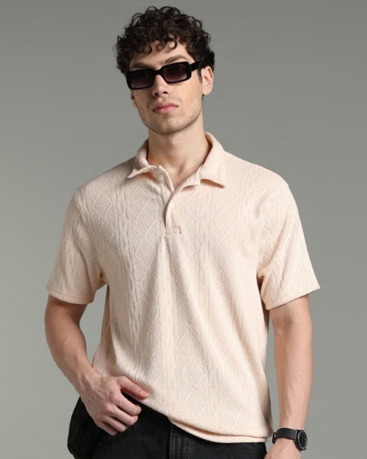 Cream Infinity Textured - Polo Tshirt
