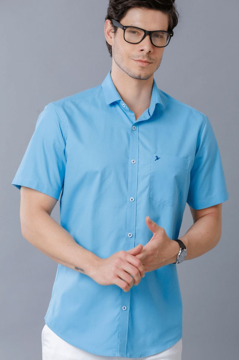 Sky Blue Solid - Half Sleeve - Stain Proof