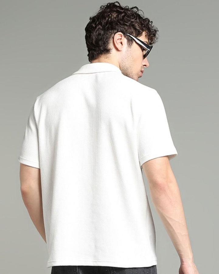 White Pop Textured - Polo Tshirt
