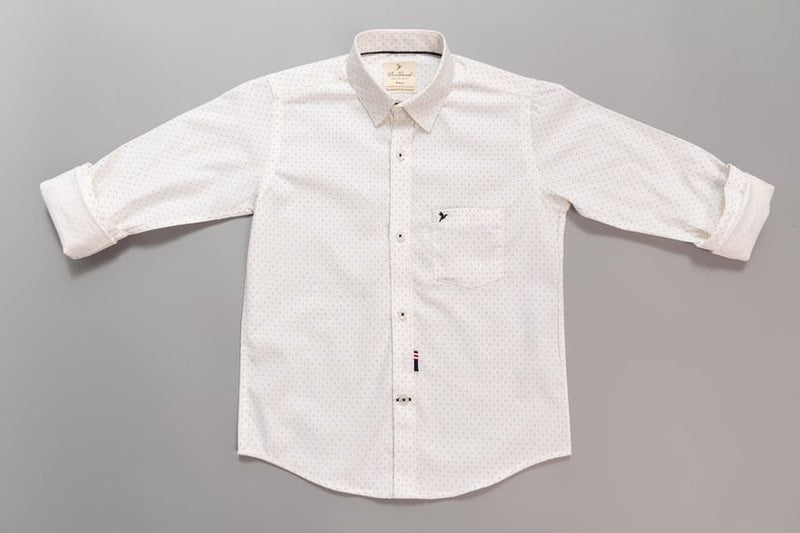 KIDS - White Dotted Print-Stain Proof Shirt