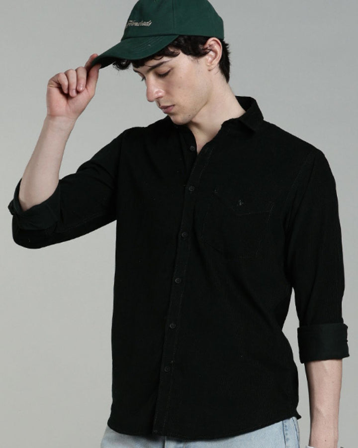 Bottle Green - Full-Corduroy Shirt