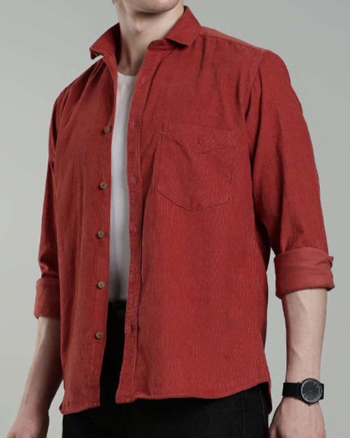 Brick Brown -Full-Corduroy Shirt