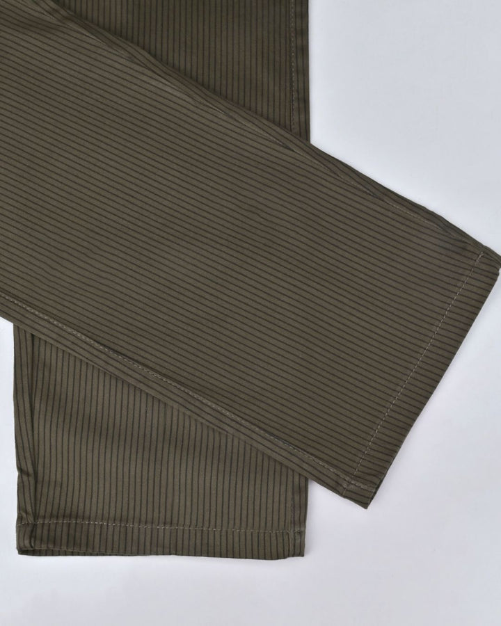 Olive Solo Stripes - 2 way stretch - COTTON PANT