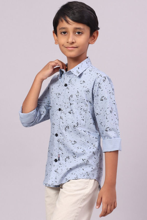 KIDS - Bluish Grey Splash Print-Full-Stain Proof Shirt