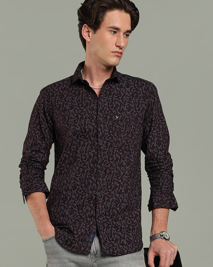 Dark Wine Mesh Print -Full-Stain Proof