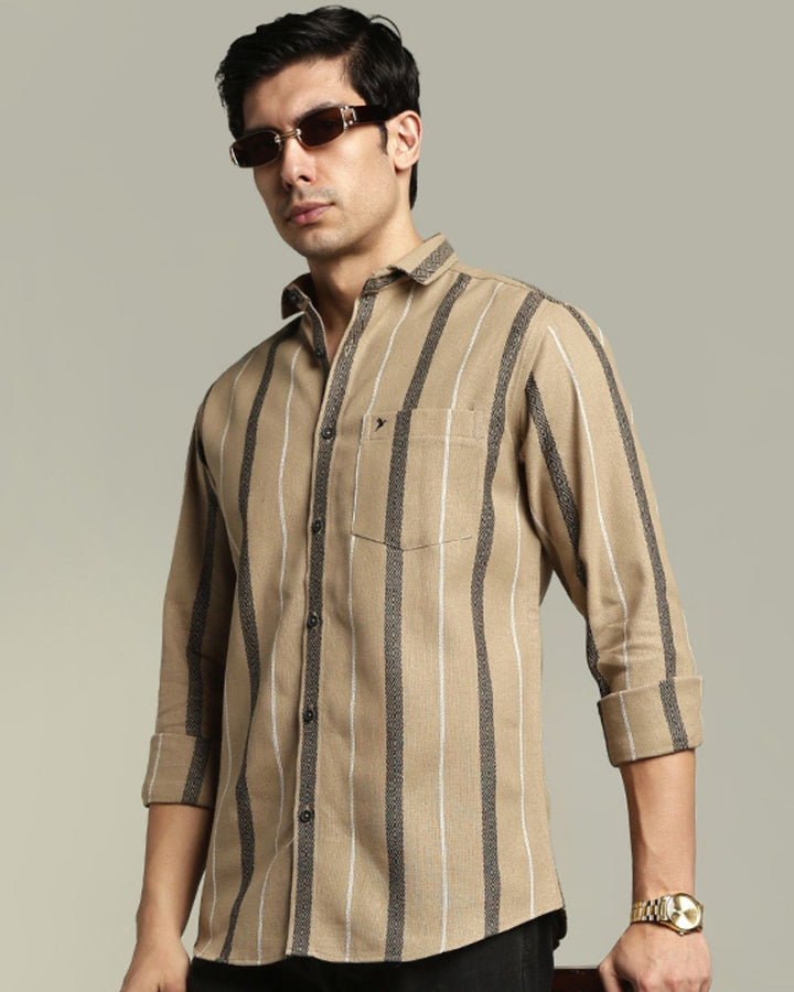 Desert Cream Monochrome Stripes  -Full-Stain Proof