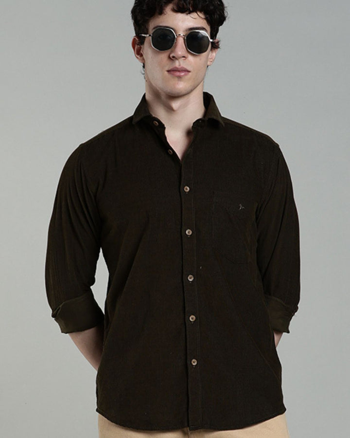 Olive Green - Full-Corduroy Shirt