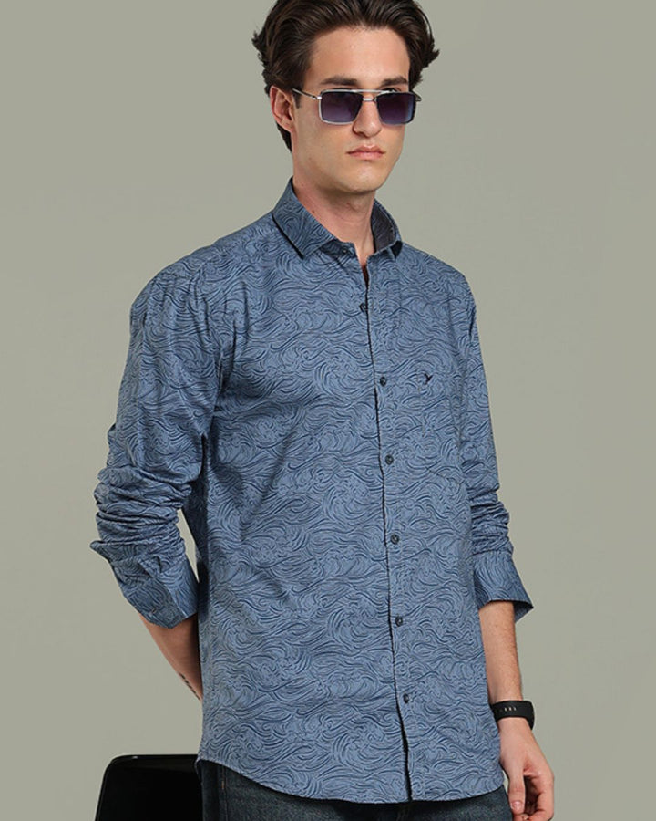 Slate Blue Ocean Print - Full-Stain Proof