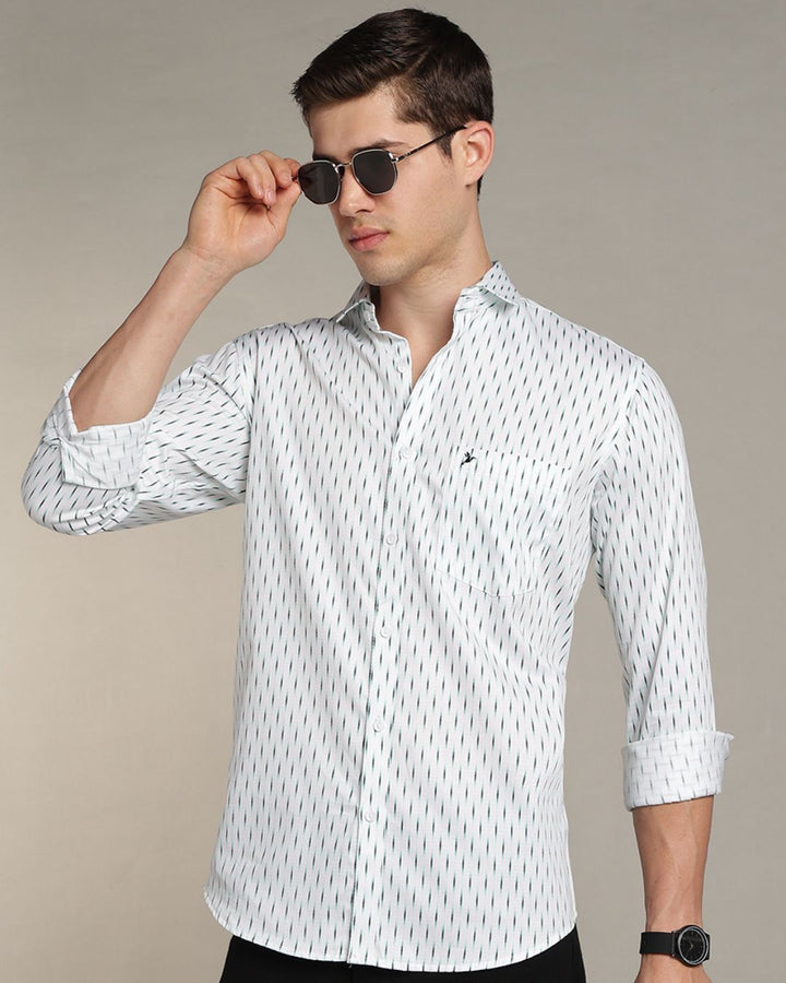 White & Green Print -Full-Stain Proof