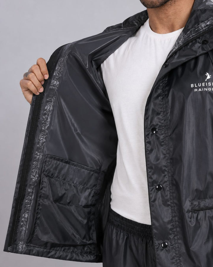 Grey - Rain Jacket with Pant and Mobile Pouch