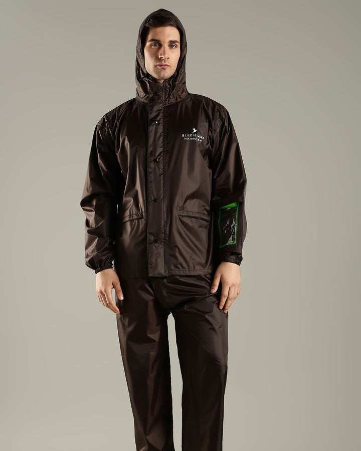 Teak Brown - Rain Jacket with Pant and Mobile Pouch