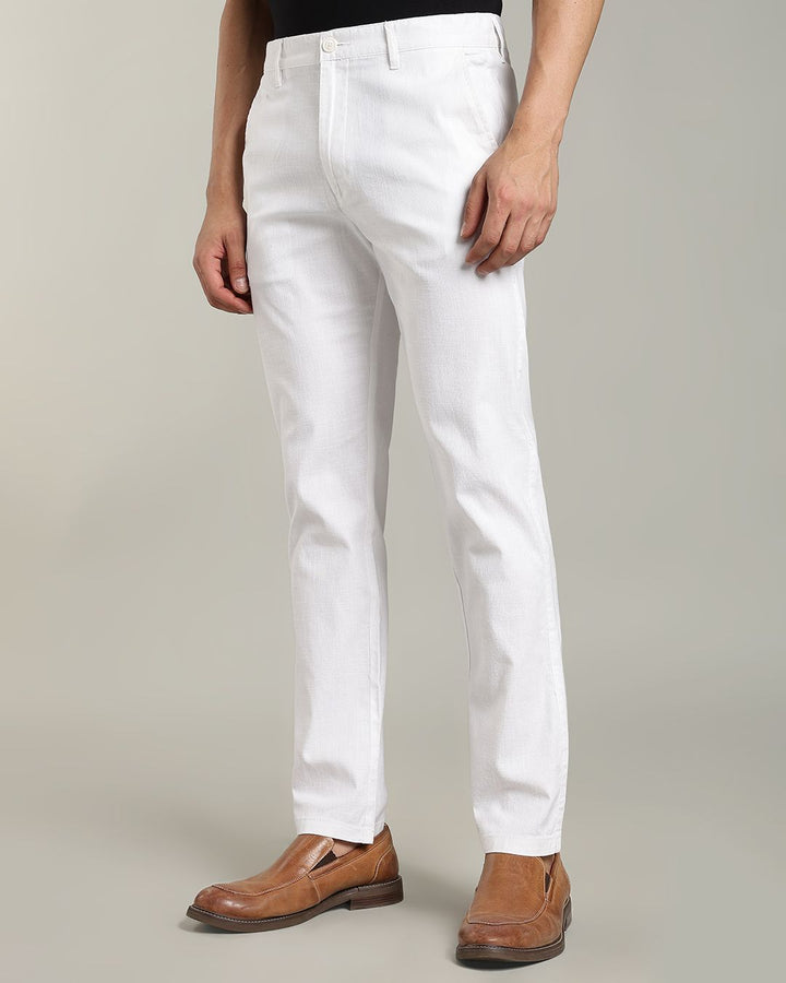 White - 2 way stretch - COTTON LINEN PANT
