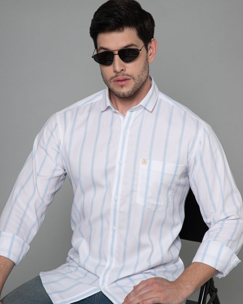 Blue & White Grid Line Stripes - Full-Stain Proof