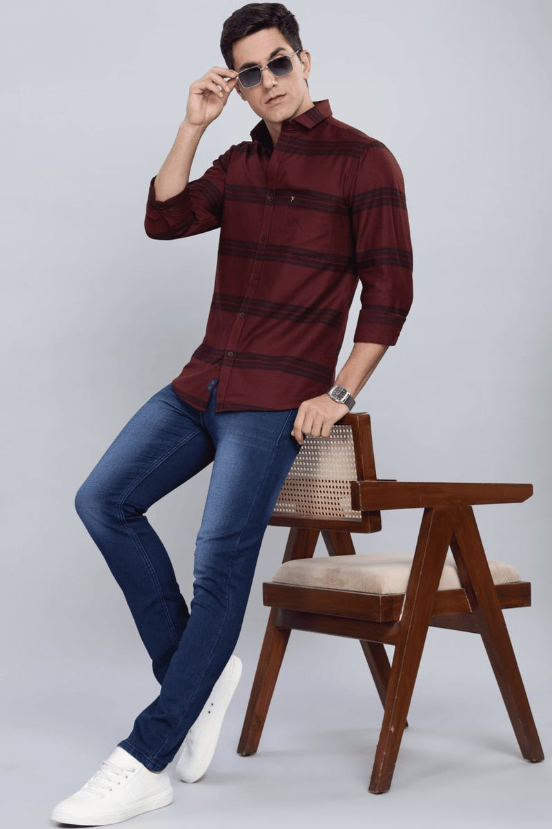 Maroon Navy Horizontal Stripes - Full-Stain Proof