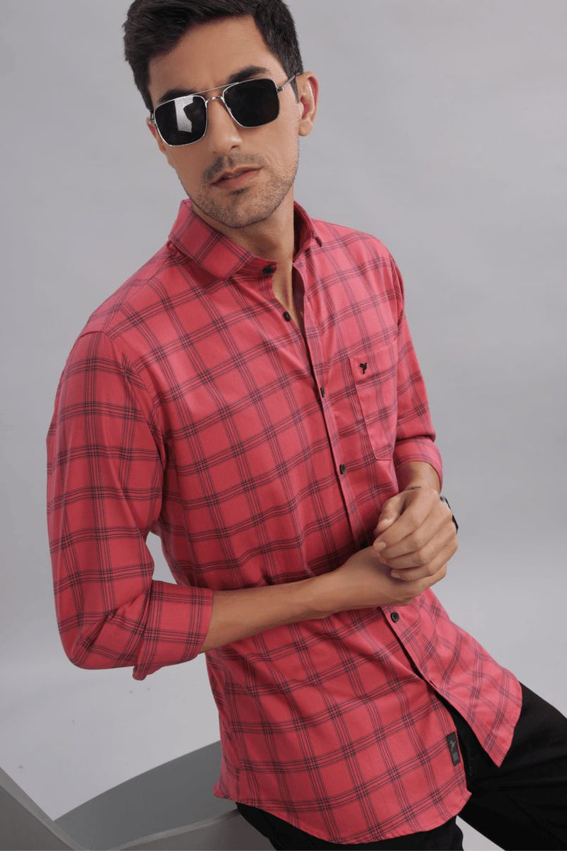 Dark Pink & Navy Checks - Full-Stain Proof