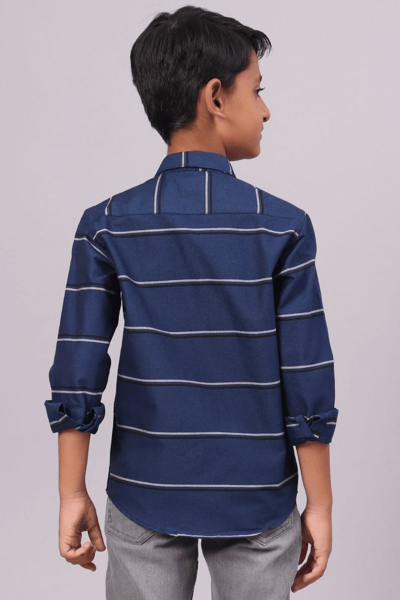 KIDS - Royal Blue Horizontal Stripes -Full-Stain Proof Shirt