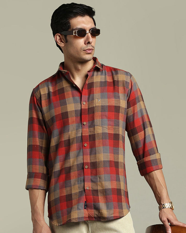Rust Brown & Grey Checks - Full-Stain Proof