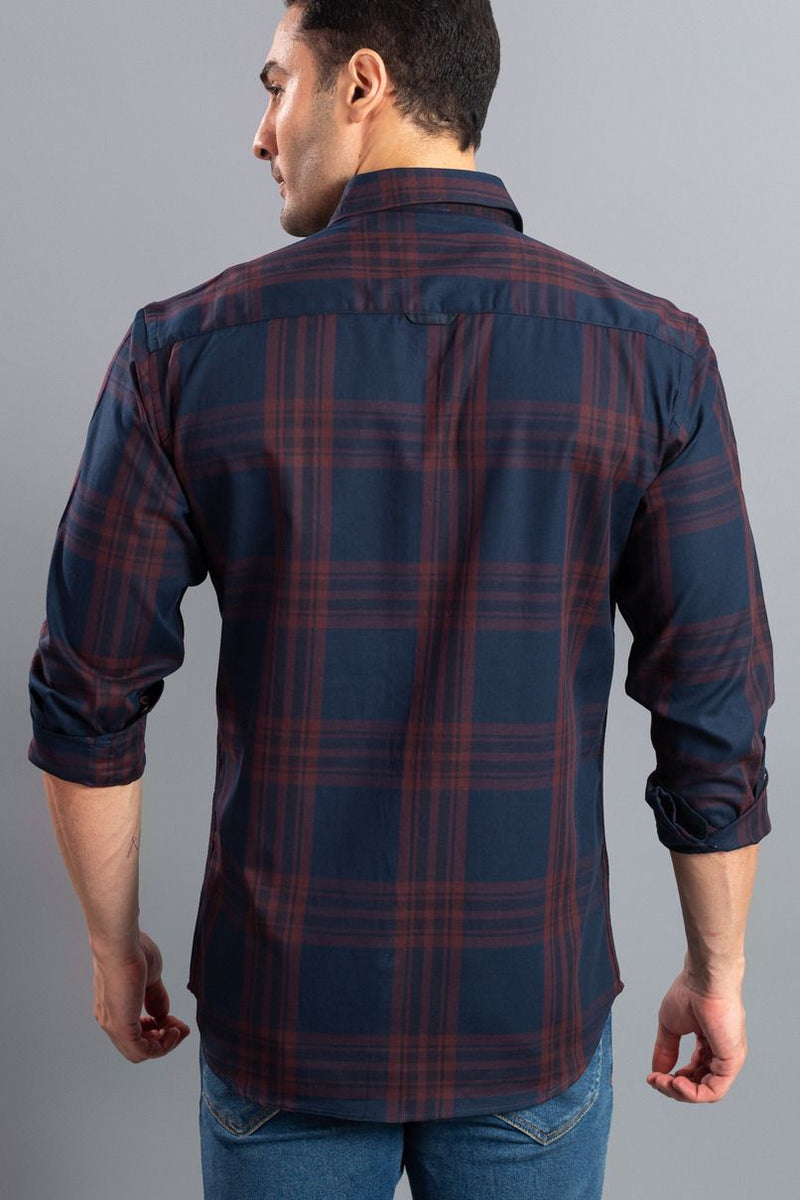 Brown & Navy Checks - Full-Stain Proof