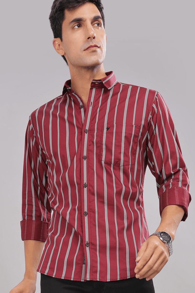 Burgundy Red Multi Line Stripes - Full-Stain Proof