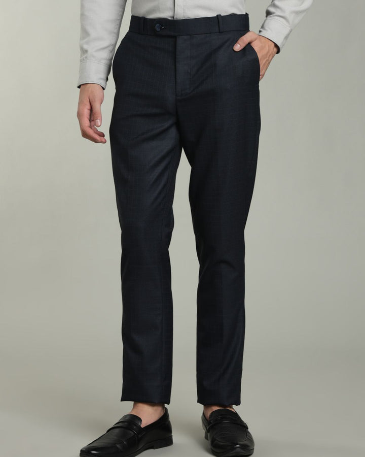 Navy Box Checks - Wrinkle free Formal Pant