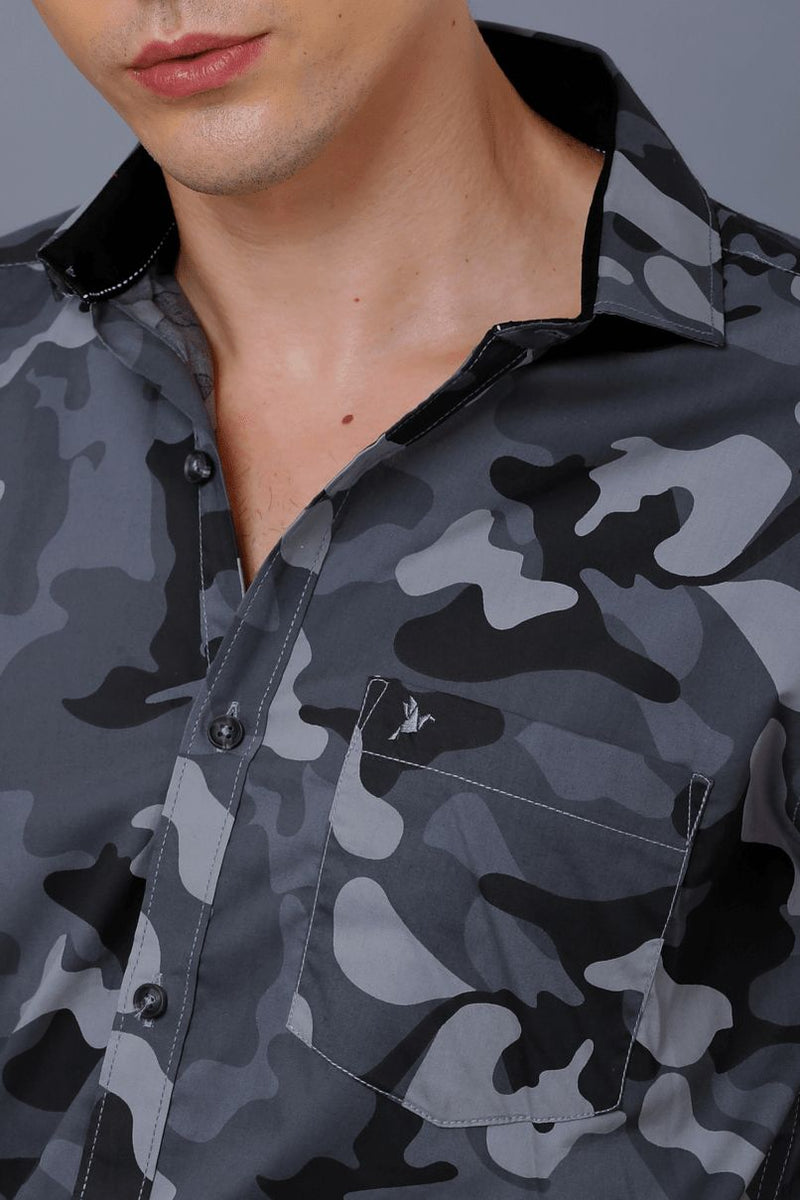 Black Camouflage Print -Full-Stain Proof