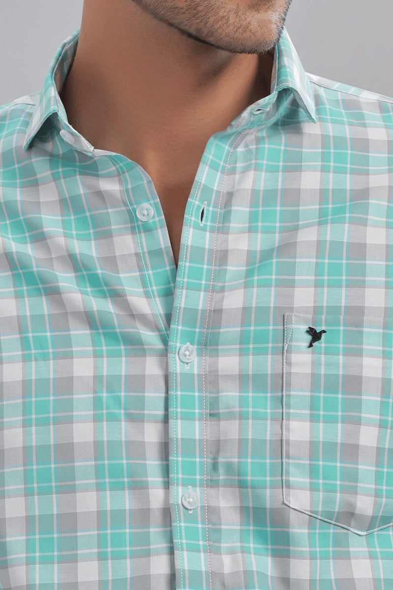 Turquoise Green & Grey Checks - Full-Stain Proof