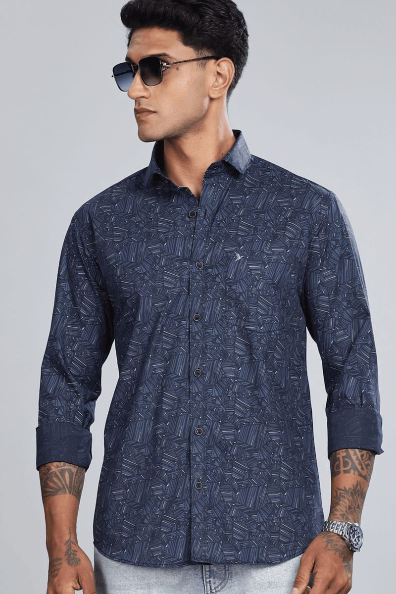 Stylish Navy & Silver Print -Full-Stain Proof