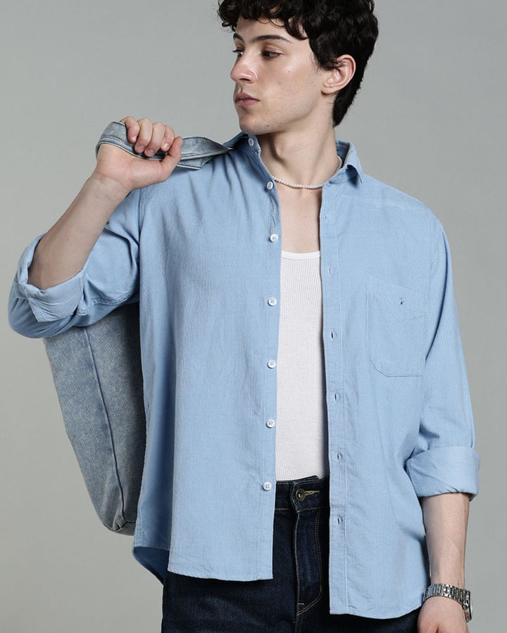 Sky Blue - Full-Corduroy Shirt