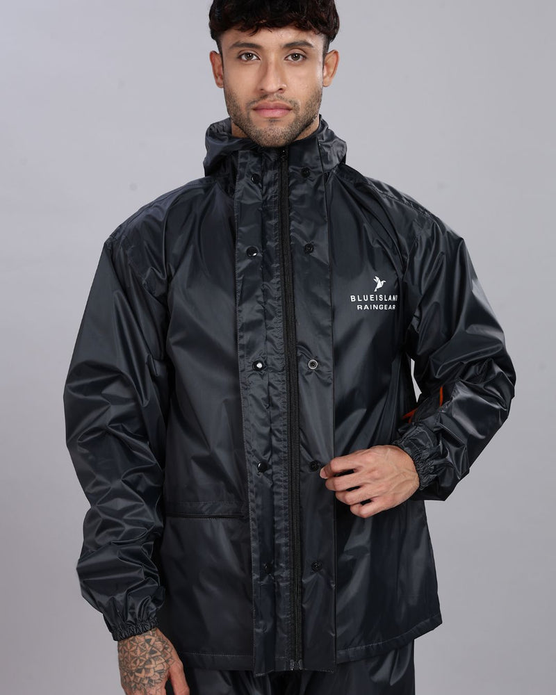 Grey - Rain Jacket with Pant and Mobile Pouch