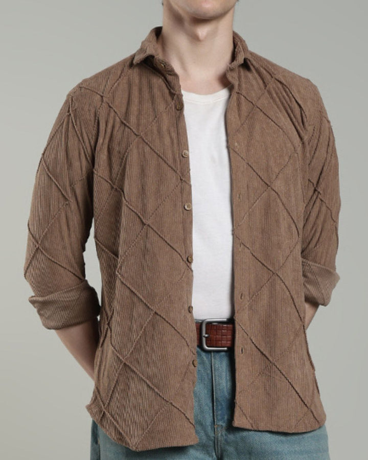 Brown Thread Checks - Full-Corduroy Shirt