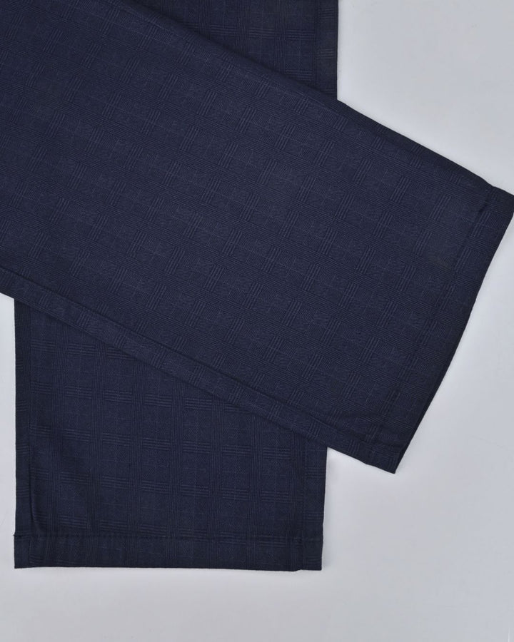 Navy Tile Printed - 2 way stretch - COTTON PANT