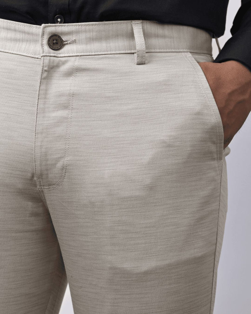 Cream Stripes - 2 way stretch - COTTON PANT