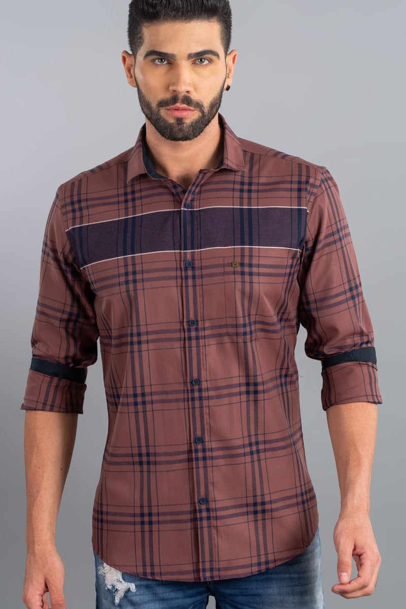 Brown and Navy Checks - Full-Stain Proof