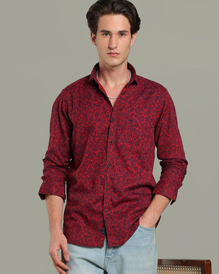 Reddish Leaf Print -Full-Stain Proof