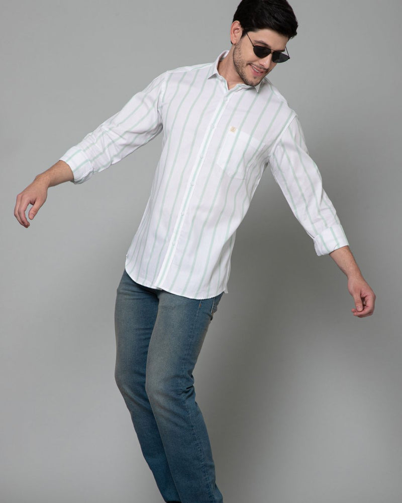 Green & White Grid Line Stripes - Full-Stain Proof