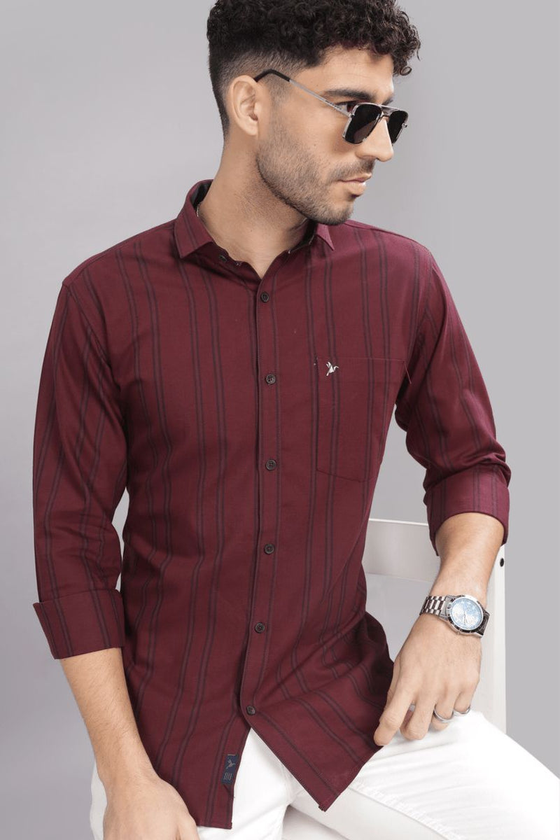 Burgundy Vertical Stripes - Full-Stain Proof