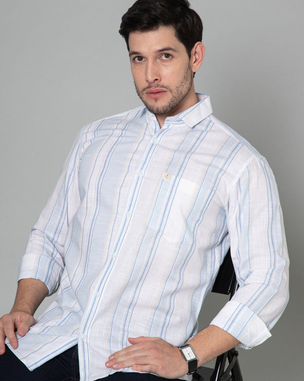 Ice Blue Multi Stripes - Full-Stain Proof