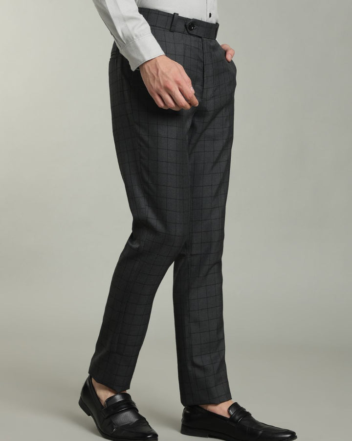 Charcoal Grey Box Checks - Wrinkle free Formal Pant