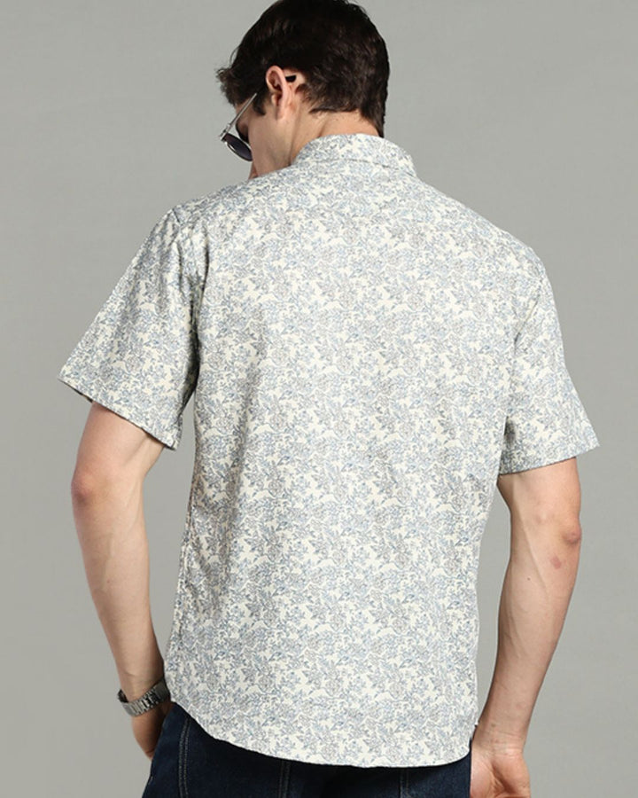 Beige Floral Print -Half-Stain Proof