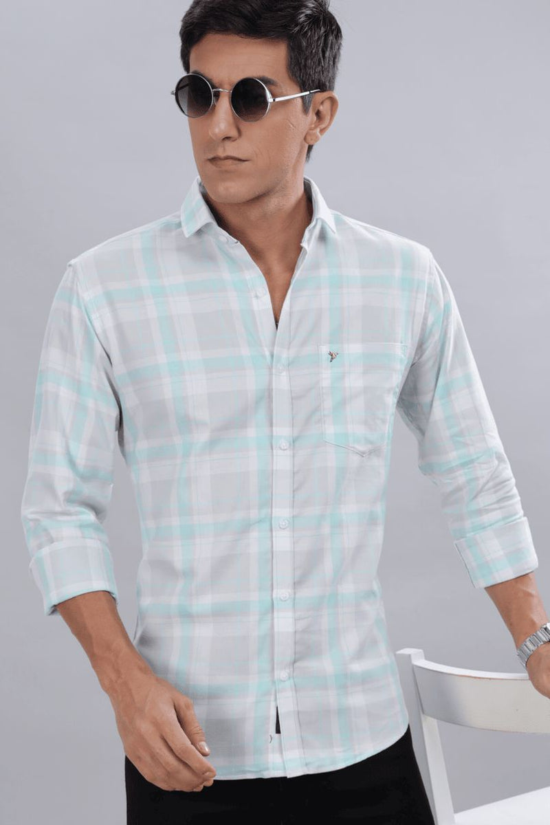 Mint Blue & White Checks - Full-Stain Proof