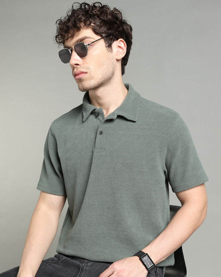 Sage Green Pop Textured - Polo Tshirt