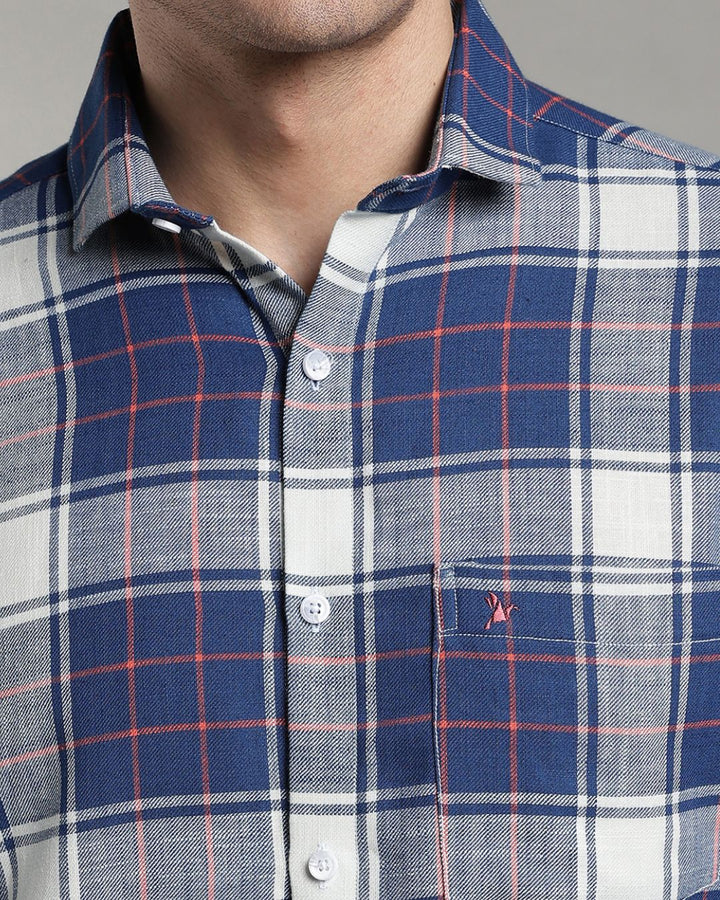 Navy & Orange Line Checks -Full-Stain Proof