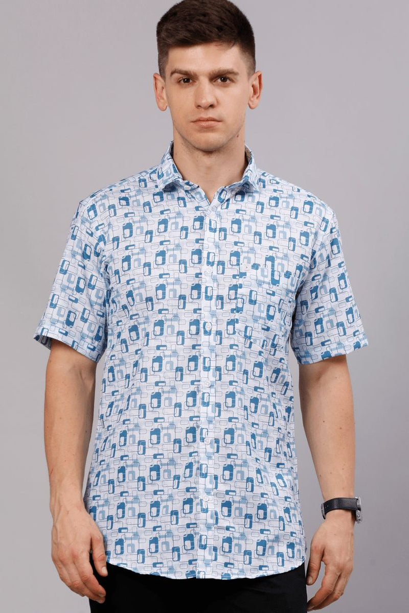 Blue Multi Capsule Print - Half Sleeve - Stain Proof