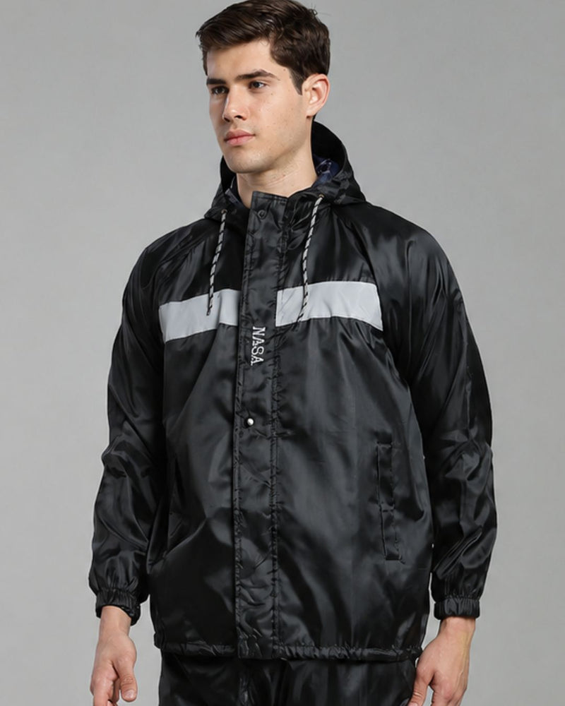 NASA Black with Grey - Rain Jacket with Pant