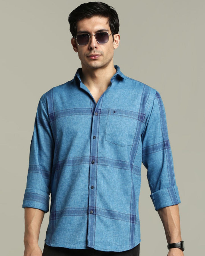 Denim Blue Large Checks -Full-Stain Proof