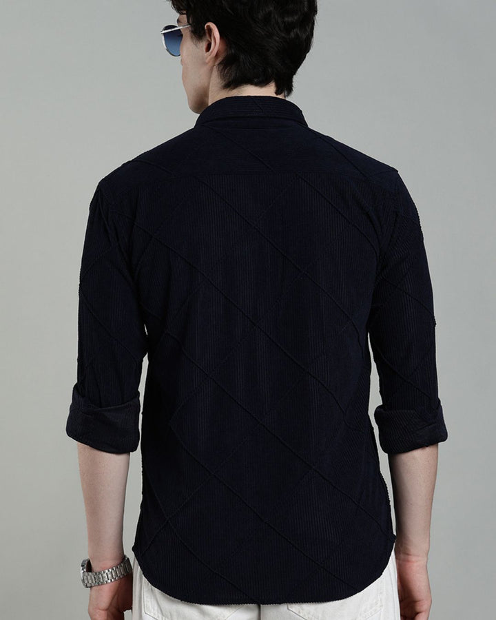 Navy Thread Checks - Full-Corduroy Shirt