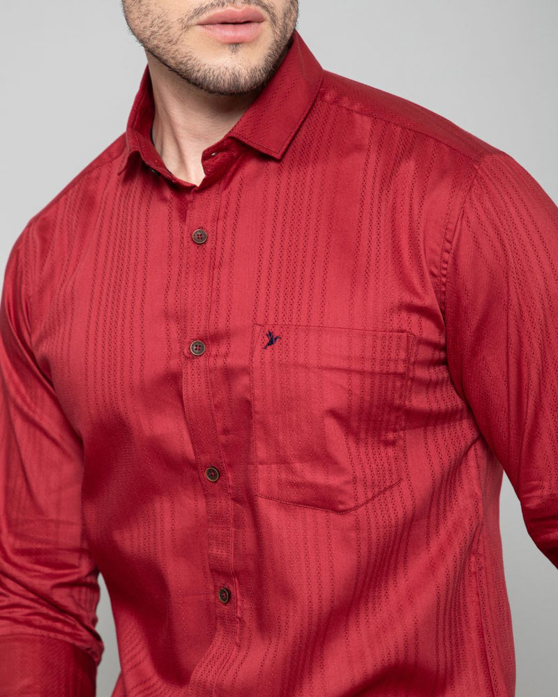 Cherry Red Self Design - Full-Stain Proof