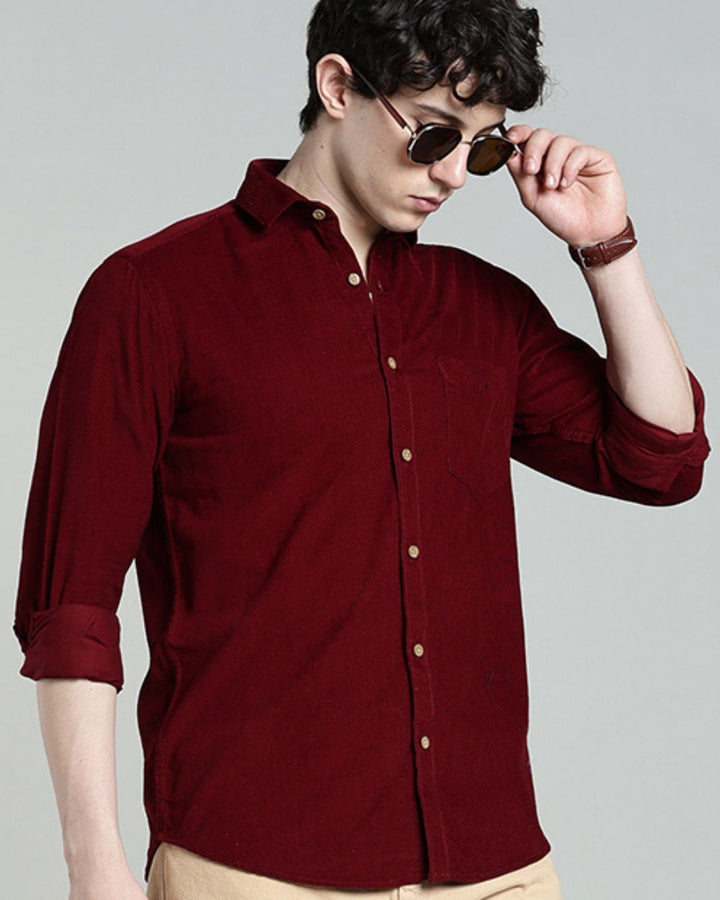 Maroon - Full-Corduroy Shirt