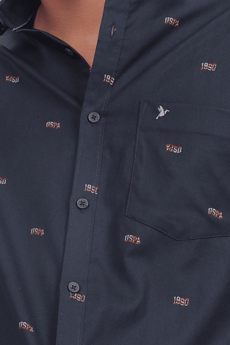 Navy Polo Print -Full-Stain Proof