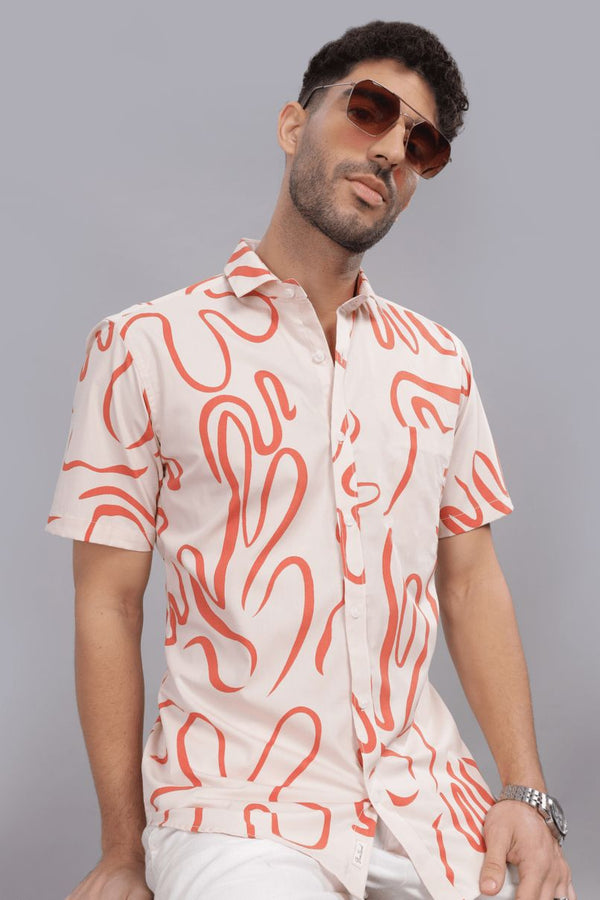 Tango Orange Print - Half Sleeve - Stain Proof